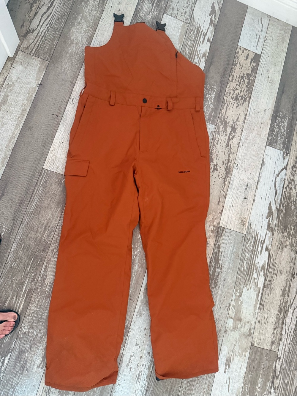 Volcom Men's Orange Cargo Snow Bib Pants